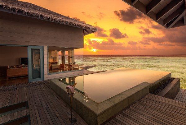 Sunset Over Water Villa with pool